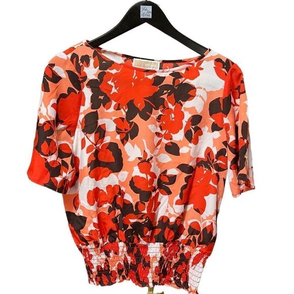 🌟75% OFF🌟Michael Kors🌟Red Floral Short Sleeve Top - Picture 1 of 2